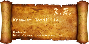 Kremmer Rozália névjegykártya